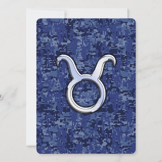Taurus Zodiac Sign on Navy Blue Digital Camouflage (Voorkant)