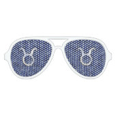 Taurus Zodiac Sign on Navy Blue Digital Camouflage Aviator Zonnebril (Voorkant)
