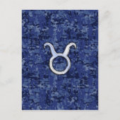Taurus Zodiac Sign on Navy Blue Digital Camouflage Briefkaart (Voorkant)