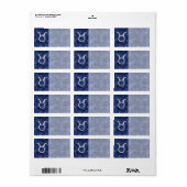 Taurus Zodiac Sign on Navy Blue Digital Camouflage Etiket (Full Sheet)