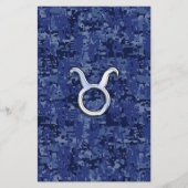Taurus Zodiac Sign on Navy Blue Digital Camouflage Flyer (Voorkant)