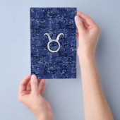Taurus Zodiac Sign on Navy Blue Digital Camouflage Flyer (Hand)