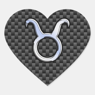 Taurus Zodiac Sign on Racy Charcoal Carbon Fibre Hart Sticker