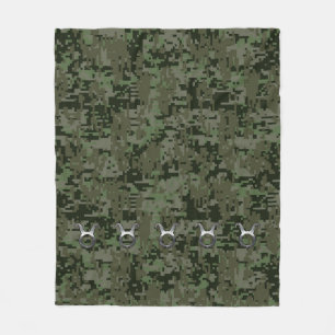 Taurus Zodiac Sign on Woodland Digital Camouflage Fleece Deken