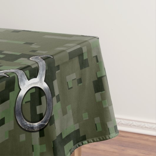 Taurus Zodiac Sign on Woodland Digital Camouflage Tafelkleed (Voorbeeld)