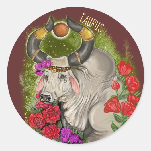 Taurus Zodiac Sign Ronde Sticker (Voorkant)