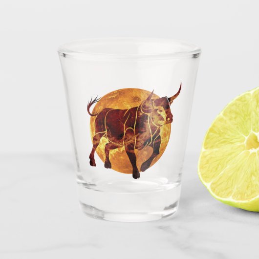 Taurus Zodiac Sign Shot Glas (Voorkant)