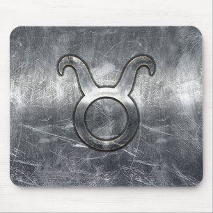 Taurus Zodiac Sign Silver Grunge Distress Style Muismat
