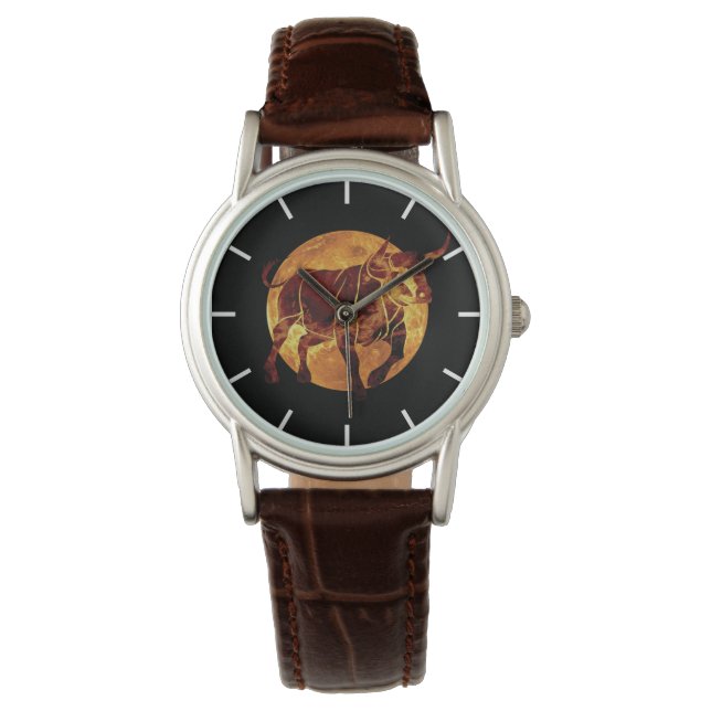 Taurus Zodiac Sign Watch Horloge (Voorkant)