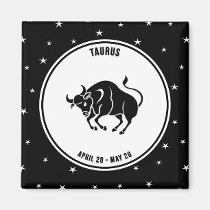 Taurus Zodiac Sign., zwart-wit, magneet