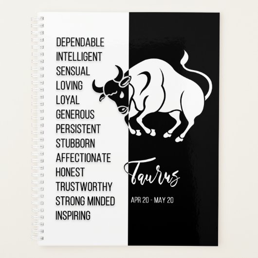 Taurus Zodiac Sign., zwart-wit Planner (Voorkant)