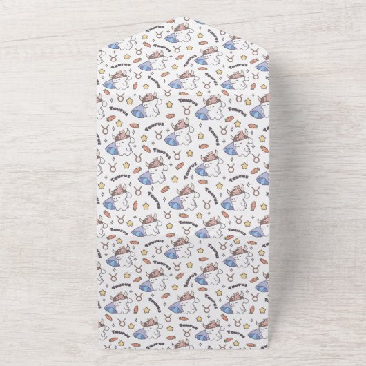 Taurus Zodiac Slumber - Slaperig Konijnenpatroon All In One Uitnodiging (Buitenkant)