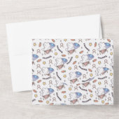 Taurus Zodiac Slumber - Slaperig Konijnenpatroon All In One Uitnodiging (Achterkant)