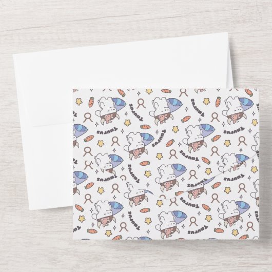 Taurus Zodiac Slumber - Slaperig Konijnenpatroon All In One Uitnodiging (Achterkant)