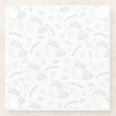 Taurus Zodiac Slumber - Slaperig Konijnenpatroon Glazen Onderzetter (Achterkant)