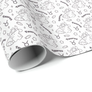 Taurus Zodiac Slumber - Slaperig Konijntje & Sterr Cadeaupapier