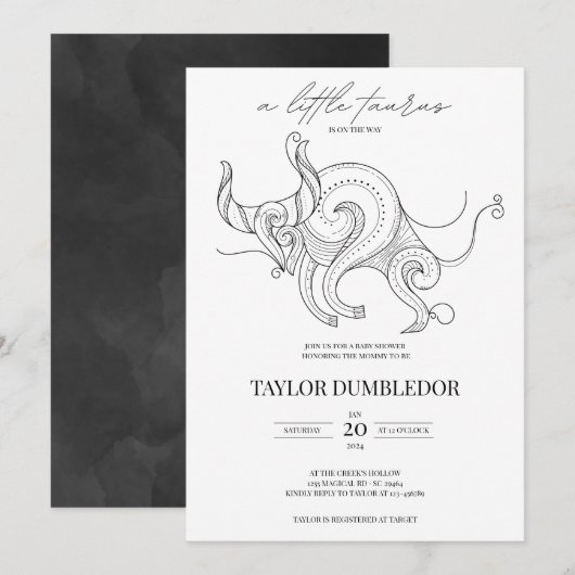 Taurus Zodiac Star Sign Astrology Baby shower Kaart (Voorkant / Achterkant)