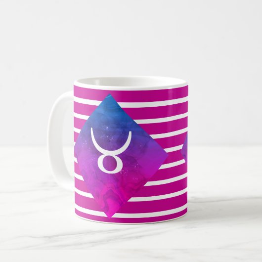 Taurus Zodiac Star Sign Modern Stripe Koffiemok (Voorkant links)