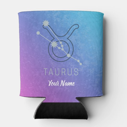 Taurus Zodiac Star Sign Waterverf Horoscope Blikjeskoeler (Achterkant)