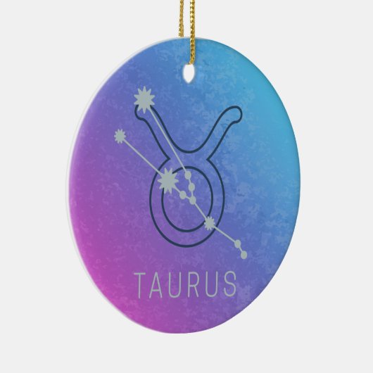Taurus Zodiac Star Sign Waterverf Horoscope Keramisch Ornament (Rechts)