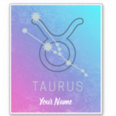 Taurus Zodiac Star Sign Waterverf Horoscope Sticker (Voorkant)