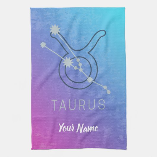 Taurus Zodiac Star Sign Waterverf Horoscope Theedoek (Verticaal)