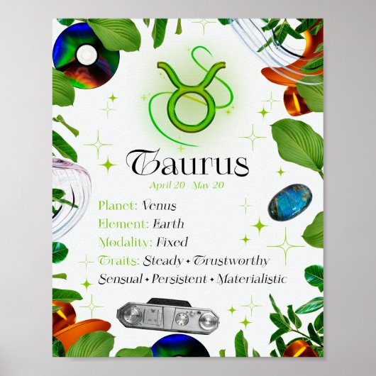 Taurus Zodiac Sterrenteken Y2K Wit 4:5 Poster (Voorkant)