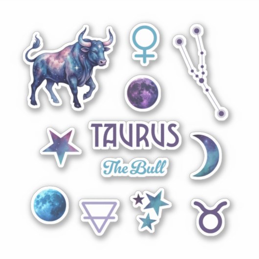 Taurus Zodiac Sticker Collection (Voorkant)