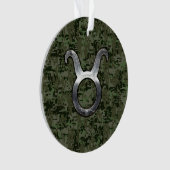 Taurus Zodiac Sybol op Olive Green Digital Camo Ornament (voorkant)
