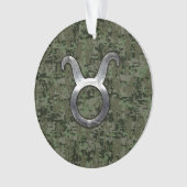 Taurus Zodiac Sybol op Olive Green Digital Camo Ornament (voorkant)