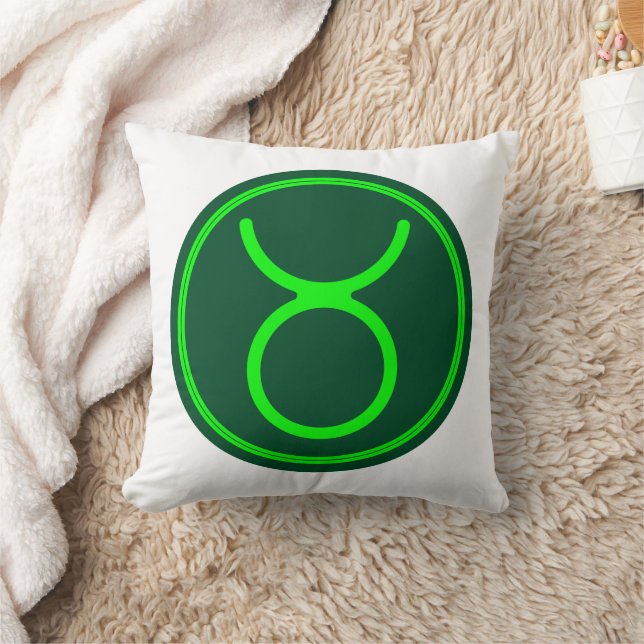 Taurus Zodiac Symbool Groen Contrast Kussen (Deken)