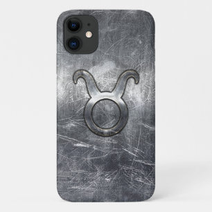 Taurus Zodiac-symbool in Grunge Metallic Style Case-Mate iPhone Case