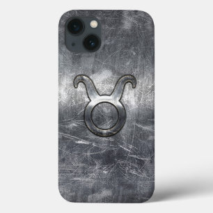Taurus Zodiac-symbool in Grunge Metallic Style iPhone 13 Hoesje