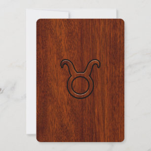 Taurus Zodiac Symbool in Mahogany Style print