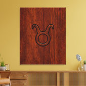 Taurus Zodiac Symbool in Mahogany Style print (Insitu (Woonkamer))