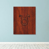 Taurus Zodiac Symbool in Mahogany Style print (Insitu (Houten vloer))