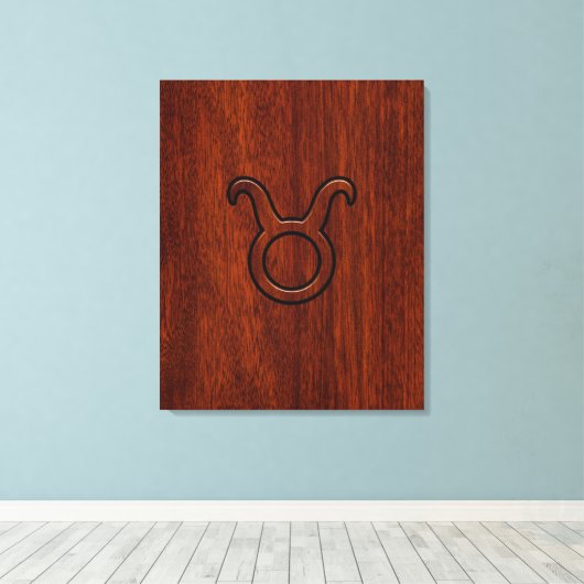 Taurus Zodiac Symbool in Mahogany Style print (Insitu (Houten vloer))