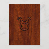 Taurus Zodiac Symbool in Mahogany Style print Briefkaart (Voorkant)