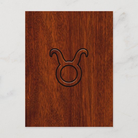 Taurus Zodiac Symbool in Mahogany Style print Briefkaart (Voorkant)