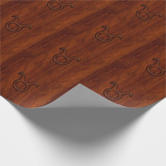 Taurus Zodiac Symbool in Mahogany Style print Cadeaupapier (Hoek)