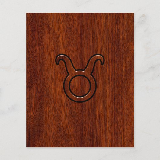 Taurus Zodiac Symbool in Mahogany Style print Flyer (Voorkant)