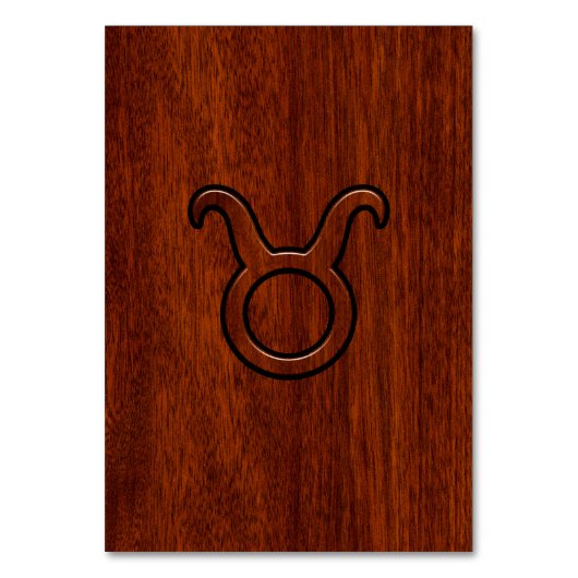 Taurus Zodiac Symbool in Mahogany Style print Kaart (Voorkant)