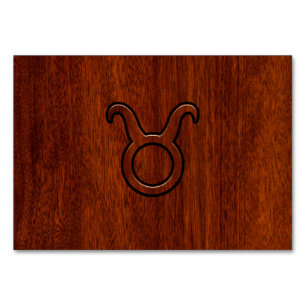 Taurus Zodiac Symbool in Mahogany Style print Kaart