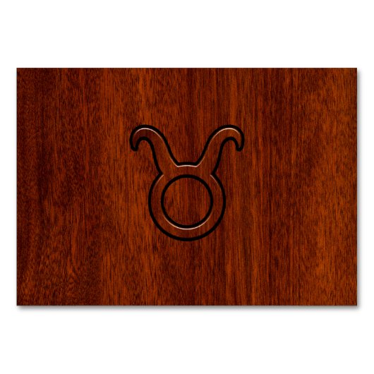 Taurus Zodiac Symbool in Mahogany Style print Kaart (Voorkant)