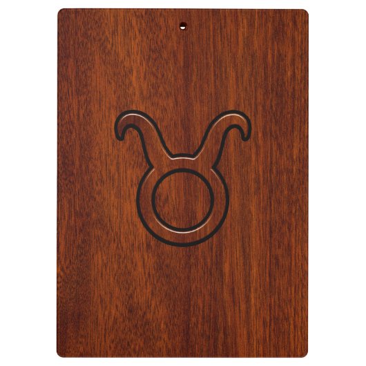 Taurus Zodiac Symbool in Mahogany Style print Klembord (Achterkant)
