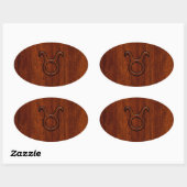 Taurus Zodiac Symbool in Mahogany Style print Ovale Sticker (Vel)