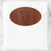 Taurus Zodiac Symbool in Mahogany Style print Ovale Sticker (Tas)