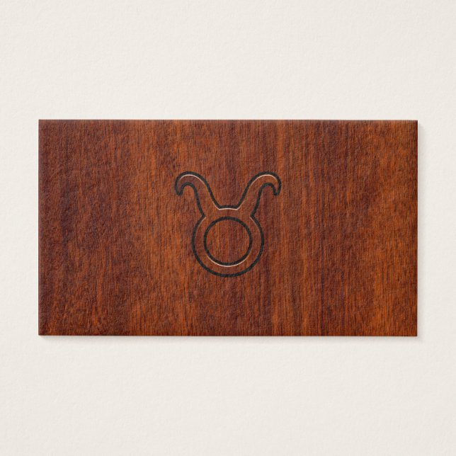 Taurus Zodiac Symbool in Mahogany Style print Visitekaartjes (Voorkant)