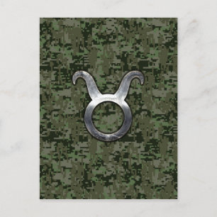 Taurus Zodiac-symbool op Green Digital Camo Briefkaart
