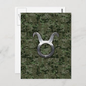 Taurus Zodiac-symbool op Green Digital Camo Briefkaart (Voorkant / Achterkant)